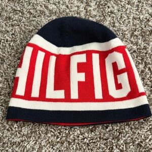 Tommy Hilfiger Kids Navy, Red & White Logo Knit Beanie